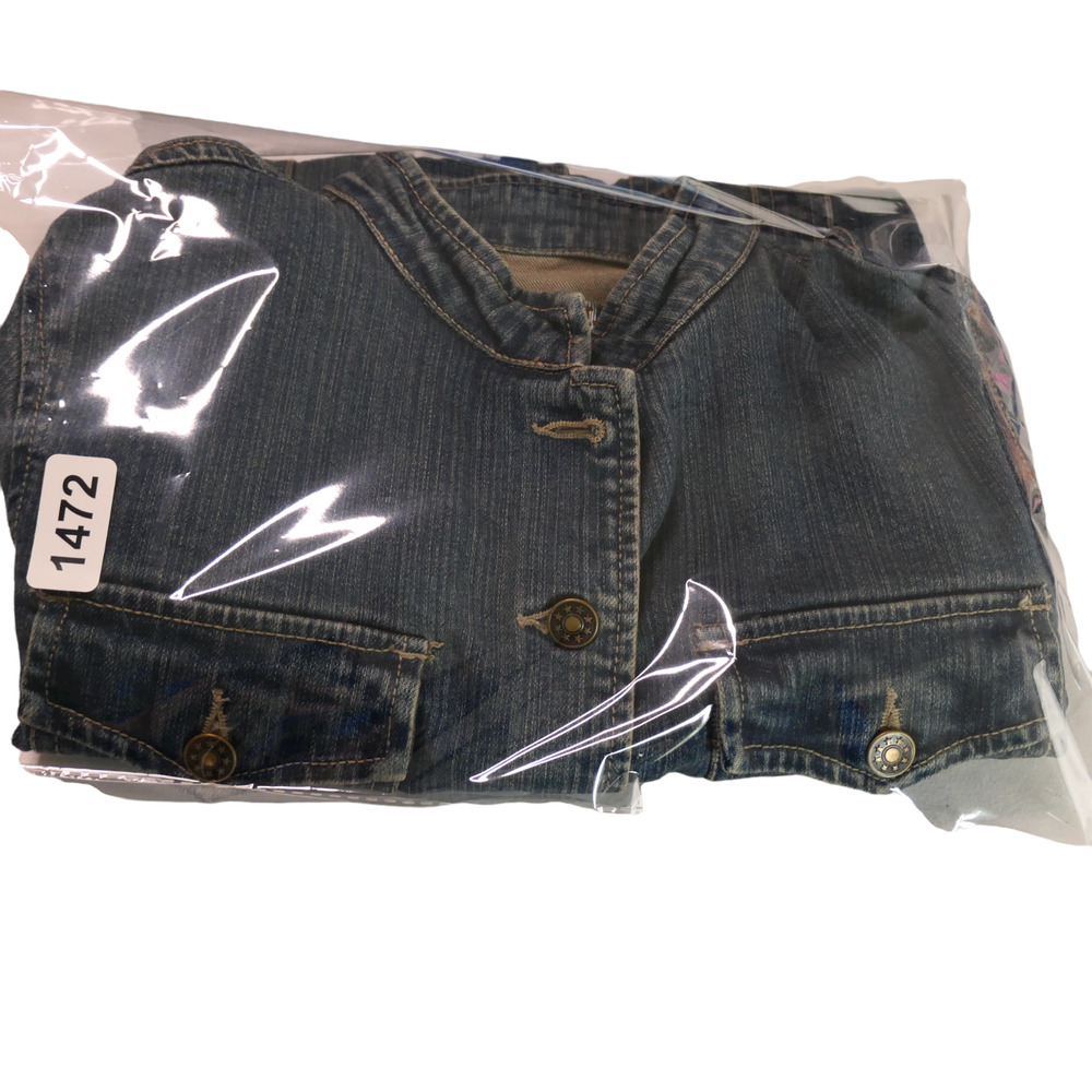 AMI Distressed Denim Trucker Jacket Women Small Blue Vintage Inspired Streetwear - Picture 6 of 6